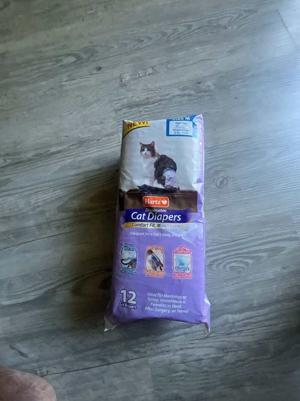 Hartz Disposable Cat Diapers Size M 12 Count